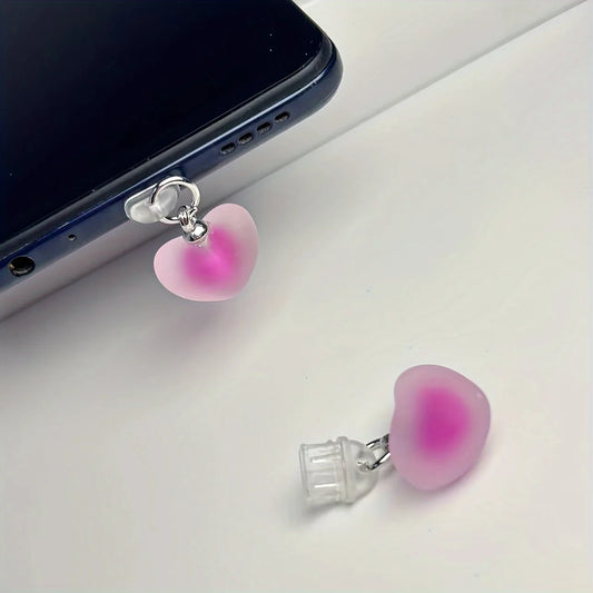 Heart Shaped Phone Dust Plug Gradient Heart Pendant