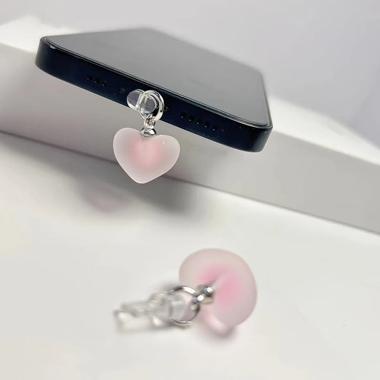 Heart Shaped Phone Dust Plug Gradient Heart Pendant